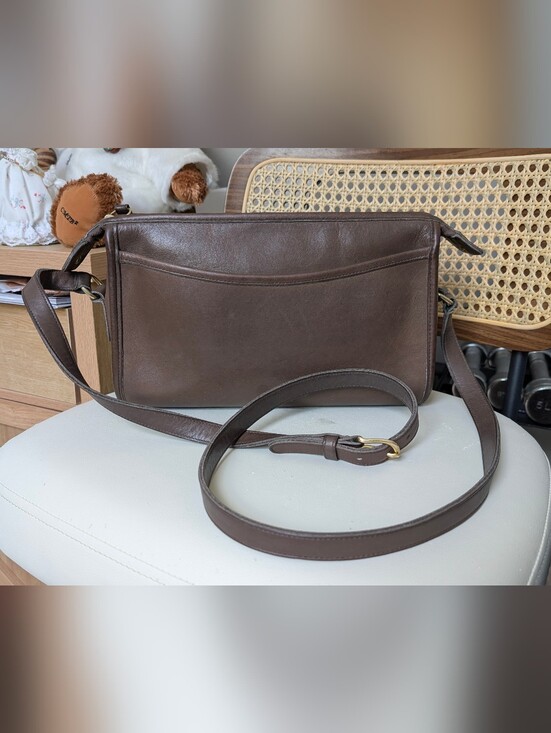Coach Handbags - Vintage Coach Taylor Zip Leather Crossbody Bag H5C-9944, Brown, Made In USA